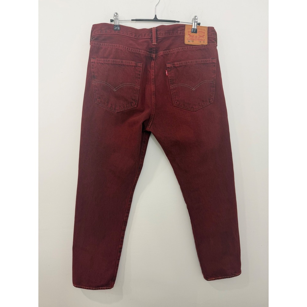 Levis 501 CT Custom Tapered Jeans Burgundy Red Overdye 36x30 28894-0038 Mens